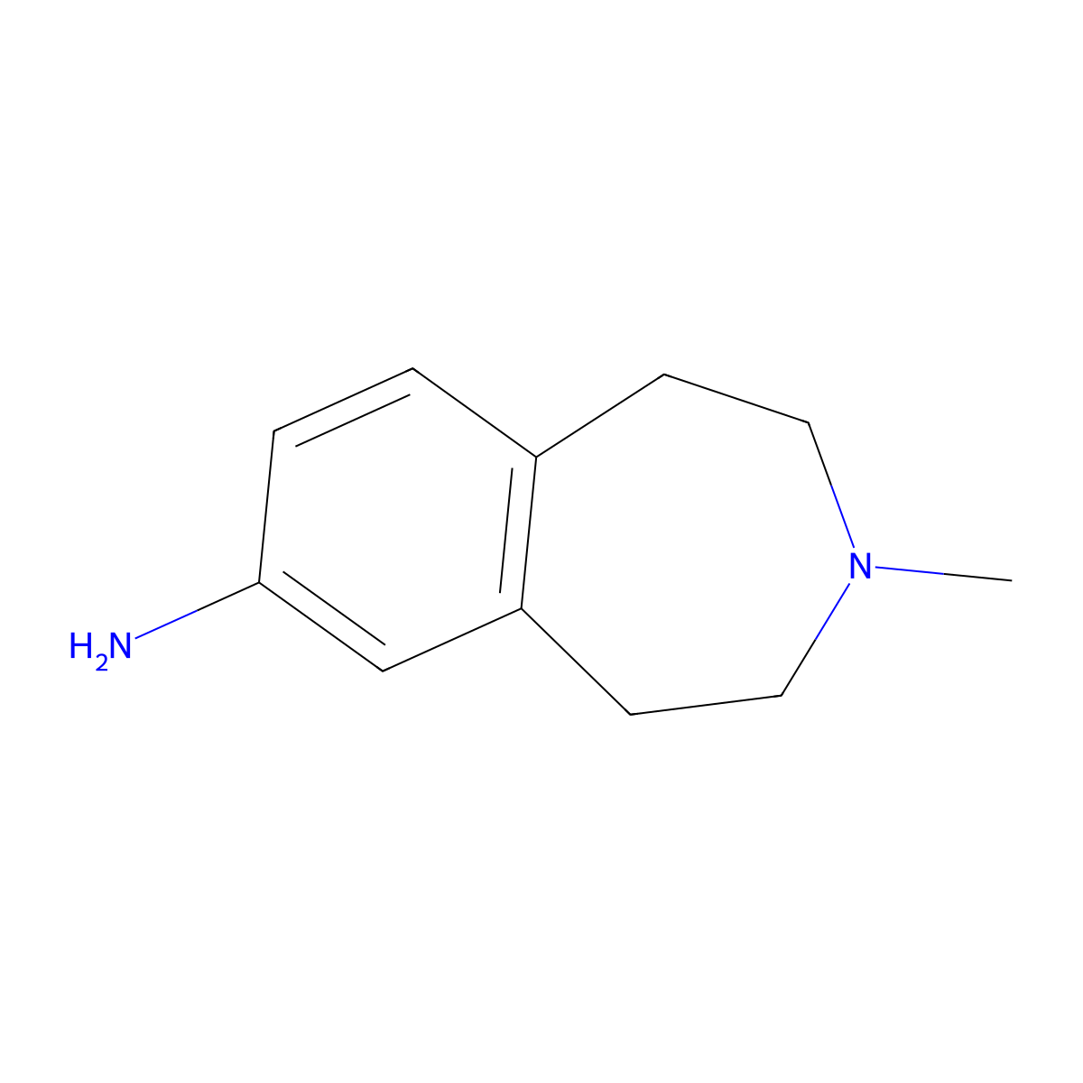 3-Methyl-2,3,4,5-tetrahydro-1H-benzo[d]azepin-7-amine molecular structure, CAS 46186-51-0