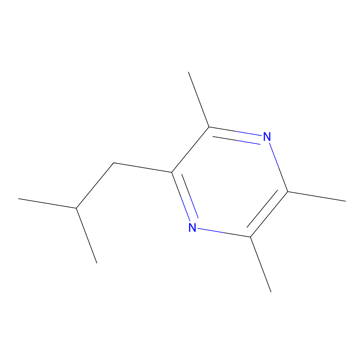 2-Isobutyl-3,5,6-trimethylpyrazine molecular structure, CAS 46187-37-5