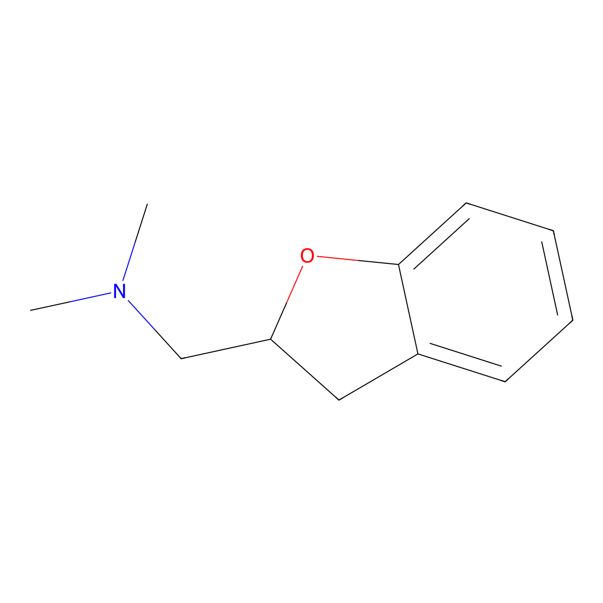 1-(2,3-dihydro-1-benzofuran-2-yl)-N,N-dimethylmethanamine molecular structure, CAS 46192-79-4