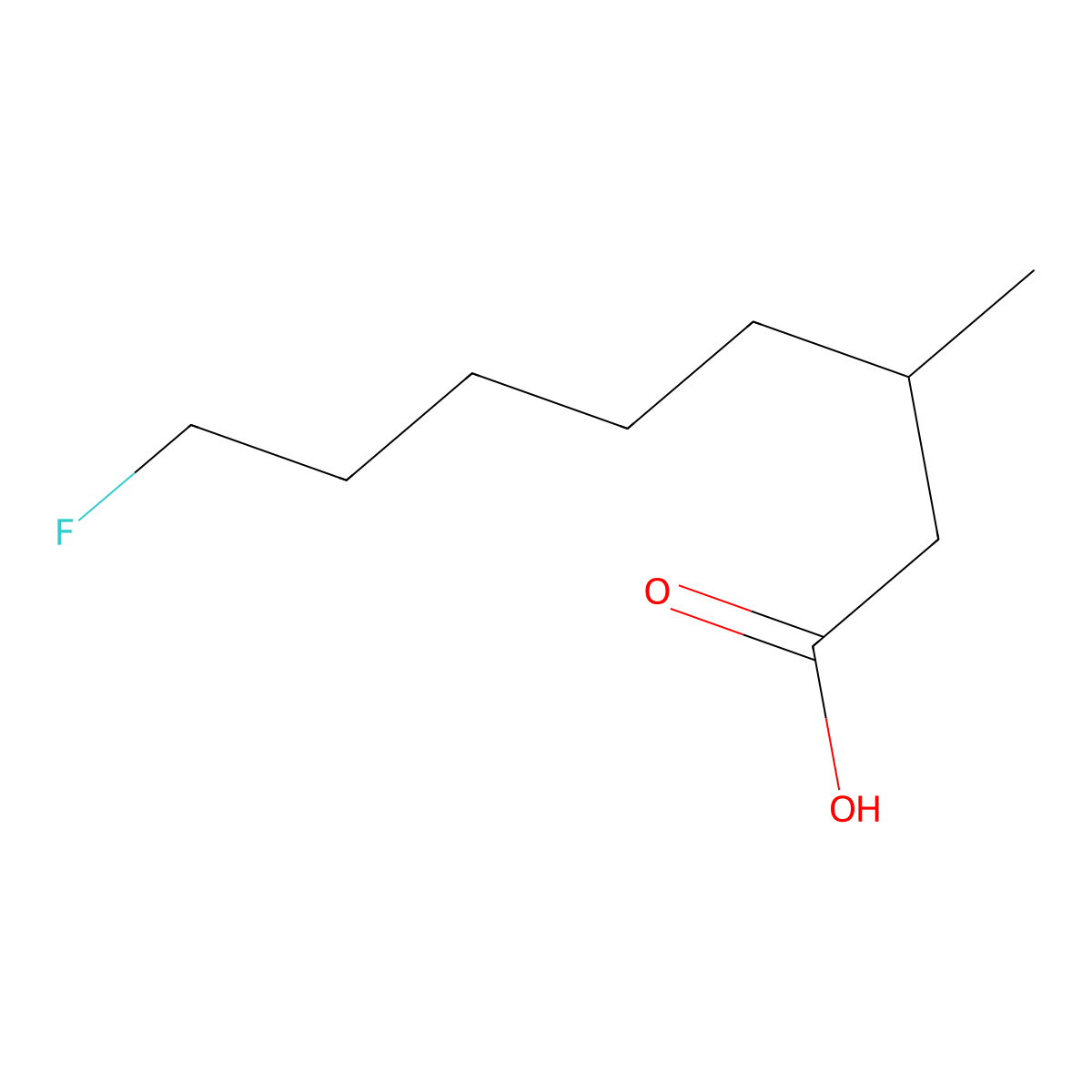 8-Fluoro-3-methyloctanoic acid molecular structure, CAS 462-12-4