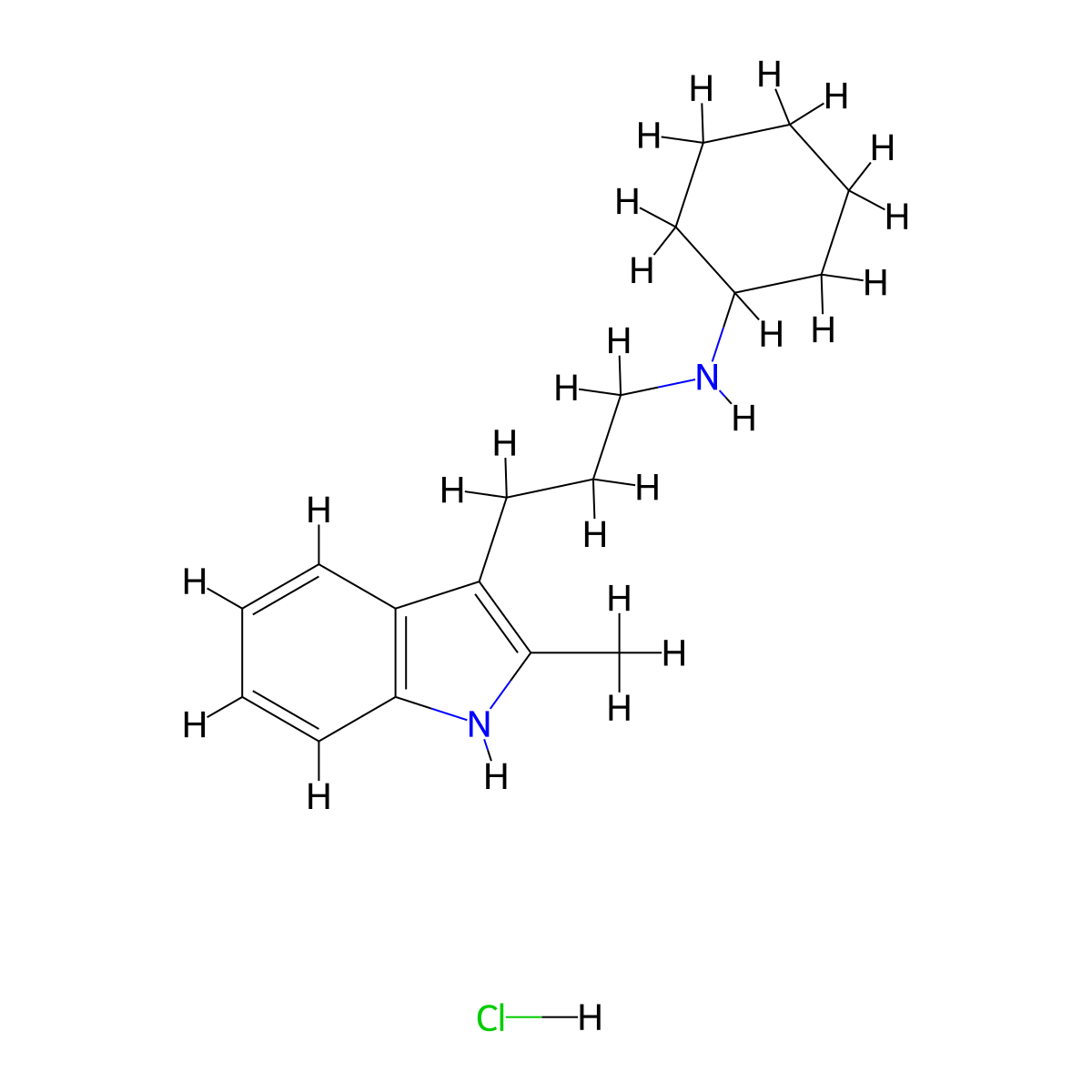 N-[3-(2-methyl-1H-indol-3-yl)propyl]cyclohexanamine hydrochloride molecular structure, CAS 462059-70-7