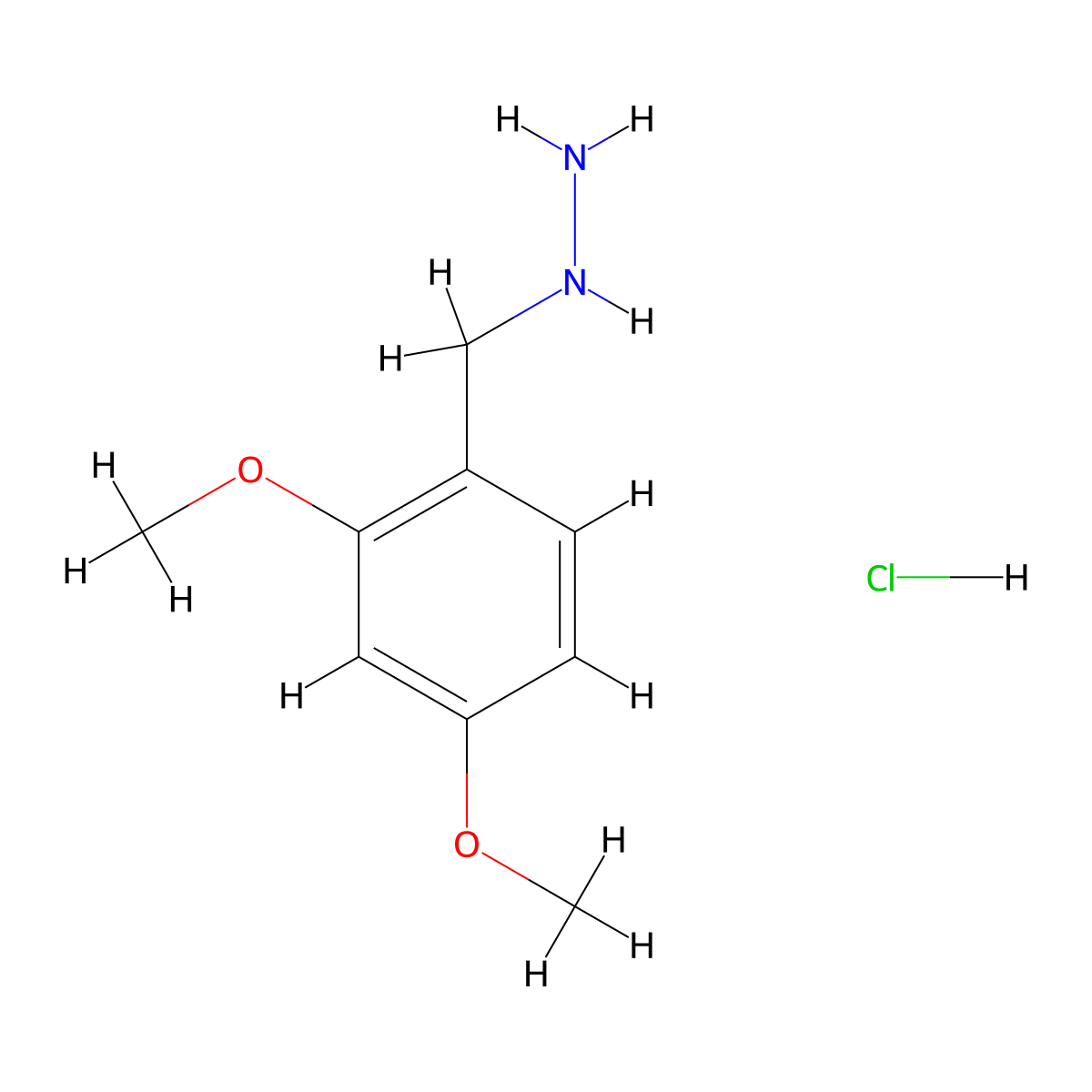 ((2,4-Dimethoxyphenyl)methyl)hydrazine hydrochloride molecular structure, CAS 462059-71-8