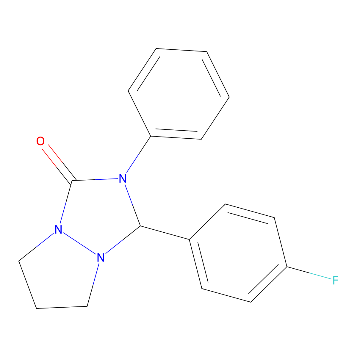 3-(4-fluorophenyl)-2-phenyltetrahydro-1H,5H-pyrazolo[1,2-a][1,2,4]triazol-1-one molecular structure, CAS 462060-00-0