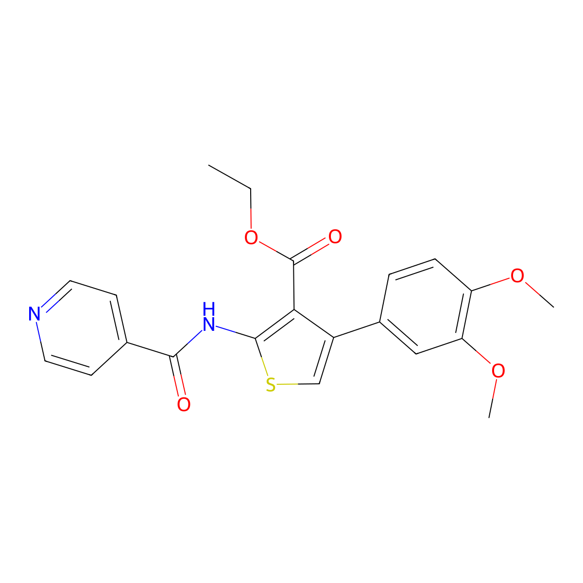 Ethyl 4-(3,4-dimethoxyphenyl)-2-(isonicotinamido)thiophene-3-carboxylate molecular structure, CAS 462060-34-0