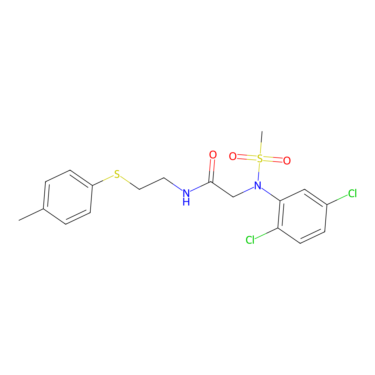 2-(2,5-dichloro-N-methylsulfonylanilino)-N-[2-(4-methylphenyl)sulfanylethyl]acetamide molecular structure, CAS 462060-62-4