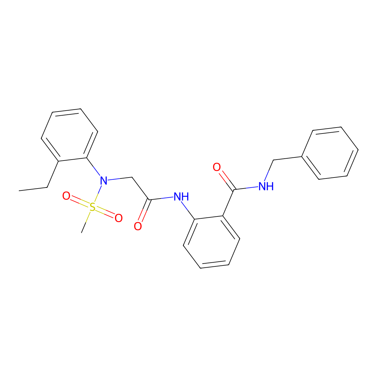 N-benzyl-2-[[2-(2-ethyl-N-methylsulfonylanilino)acetyl]amino]benzamide molecular structure, CAS 462061-23-0