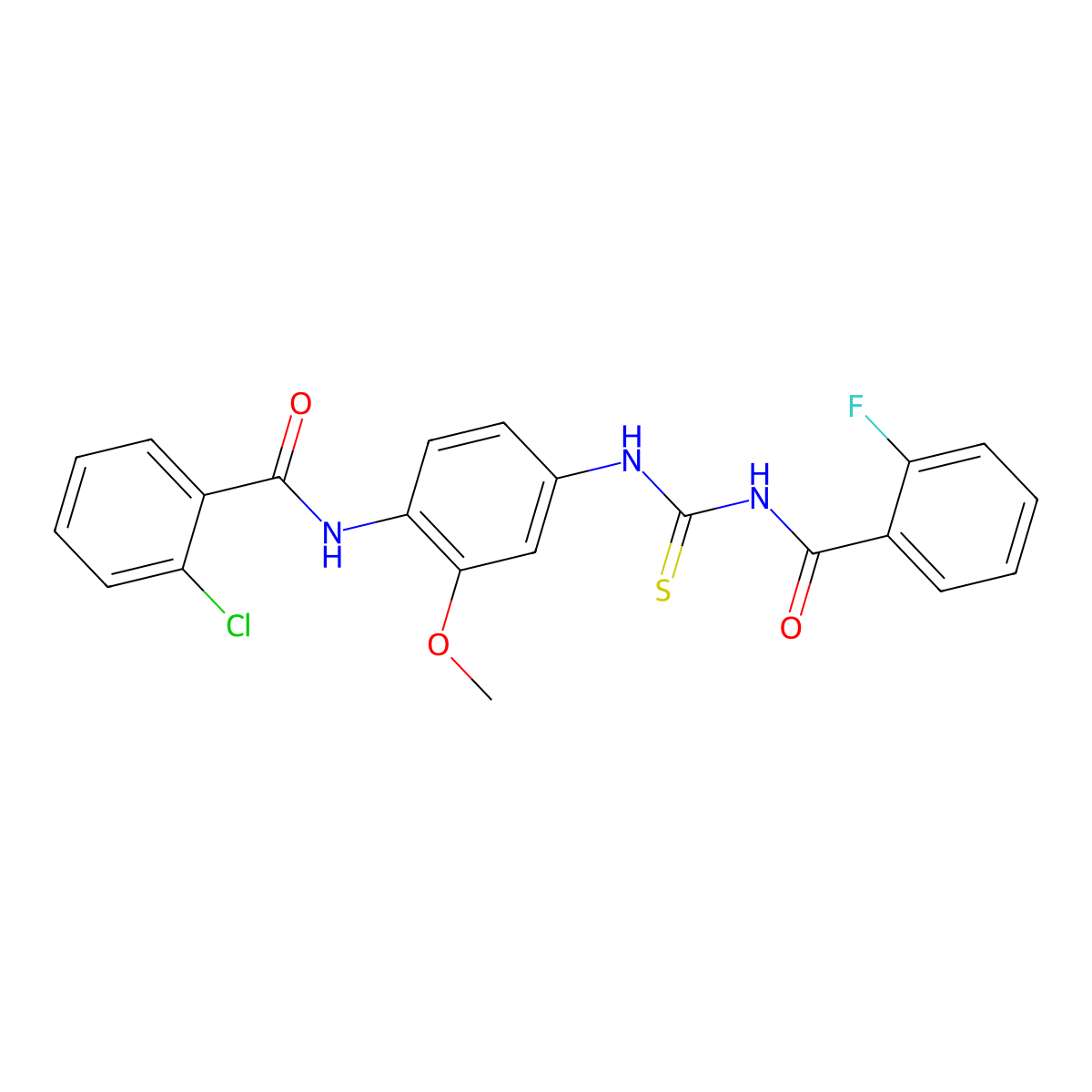 N-[[4-[(2-chlorobenzoyl)amino]-3-methoxyphenyl]carbamothioyl]-2-fluorobenzamide molecular structure, CAS 462061-85-4