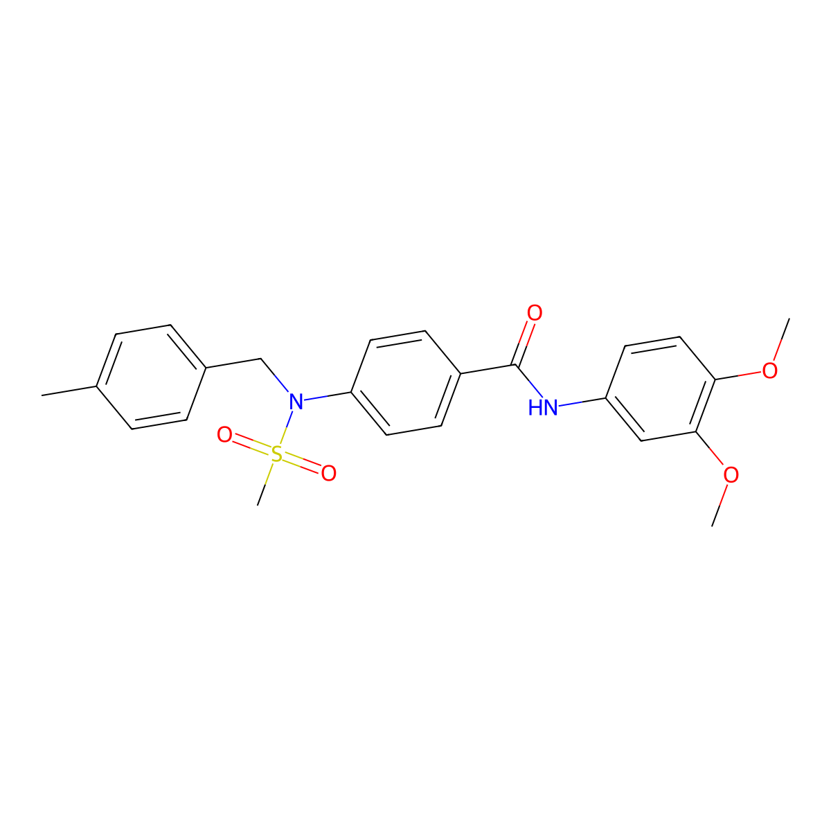 N-(3,4-dimethoxyphenyl)-4-[(4-methylbenzyl)(methylsulfonyl)amino]benzamide molecular structure, CAS 462062-24-4