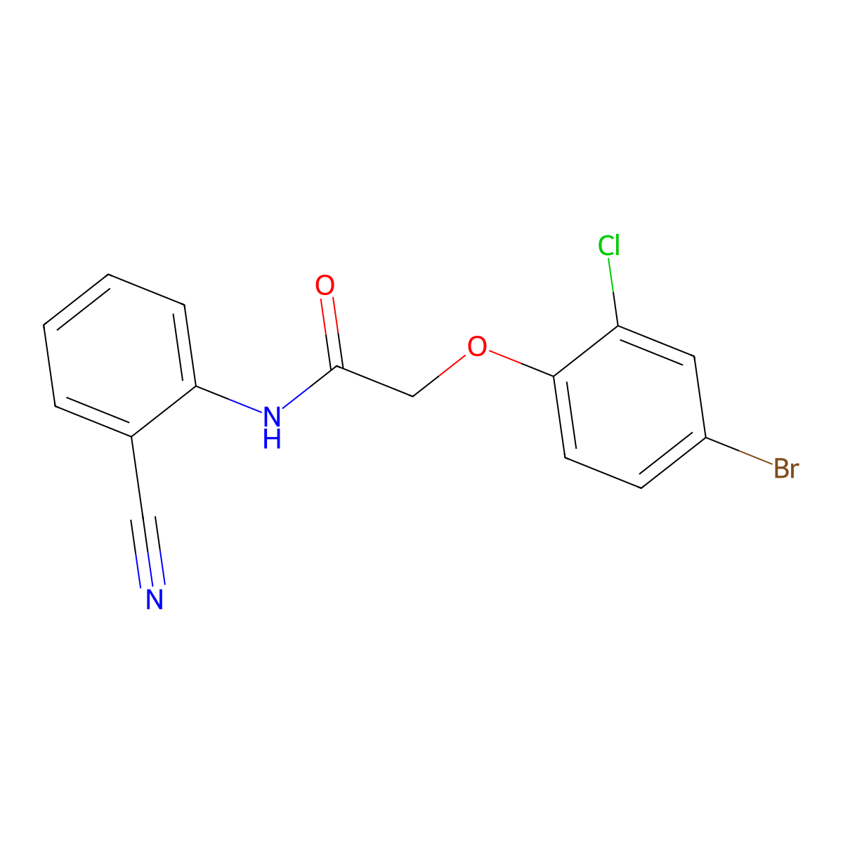 2-(4-bromo-2-chlorophenoxy)-N-(2-cyanophenyl)acetamide molecular structure, CAS 462062-49-3