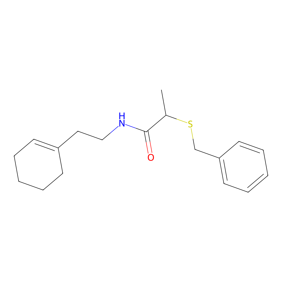 2-benzylsulfanyl-N-[2-(cyclohexen-1-yl)ethyl]propanamide molecular structure, CAS 462062-89-1