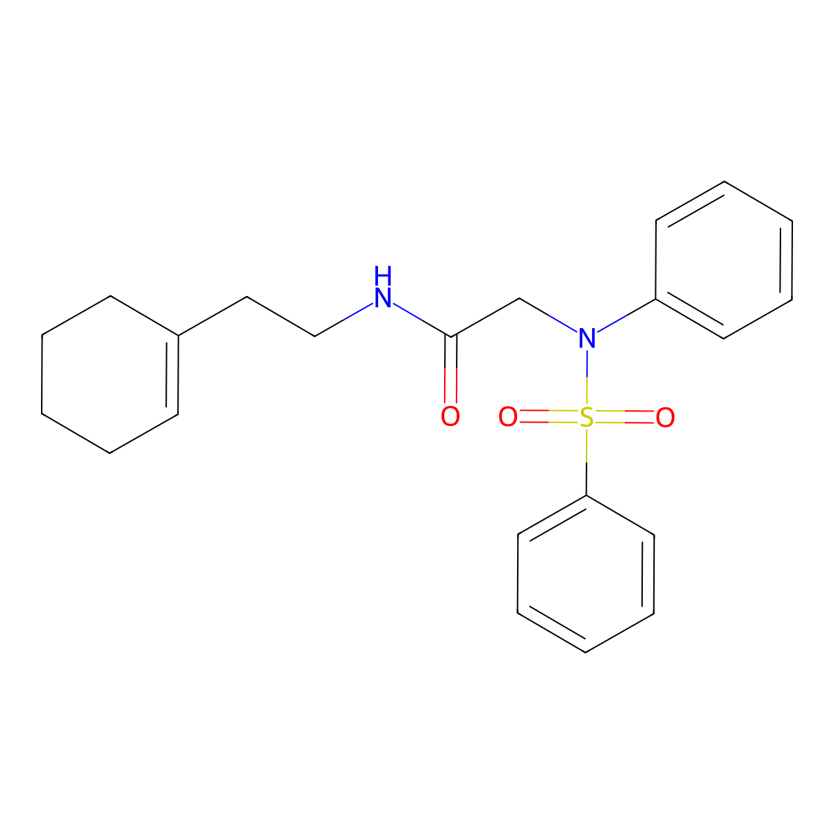 2-[N-(benzenesulfonyl)anilino]-N-[2-(cyclohexen-1-yl)ethyl]acetamide molecular structure, CAS 462062-94-8