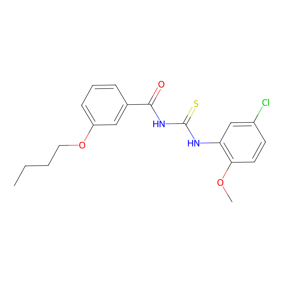 3-butoxy-N-[(5-chloro-2-methoxyphenyl)carbamothioyl]benzamide molecular structure, CAS 462063-69-0
