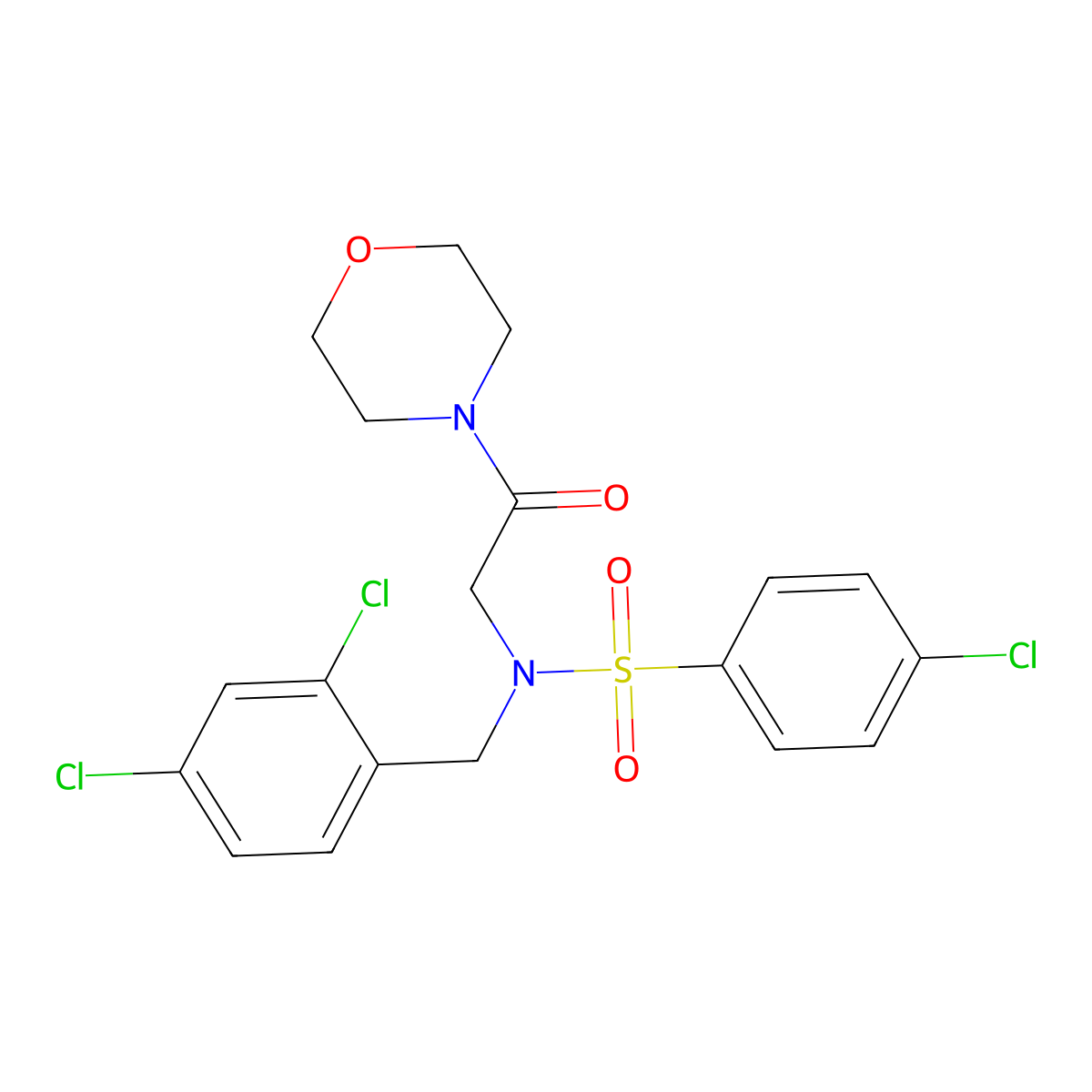 4-chloro-N-(2,4-dichlorobenzyl)-N-[2-(morpholin-4-yl)-2-oxoethyl]benzenesulfonamide molecular structure, CAS 462063-70-3