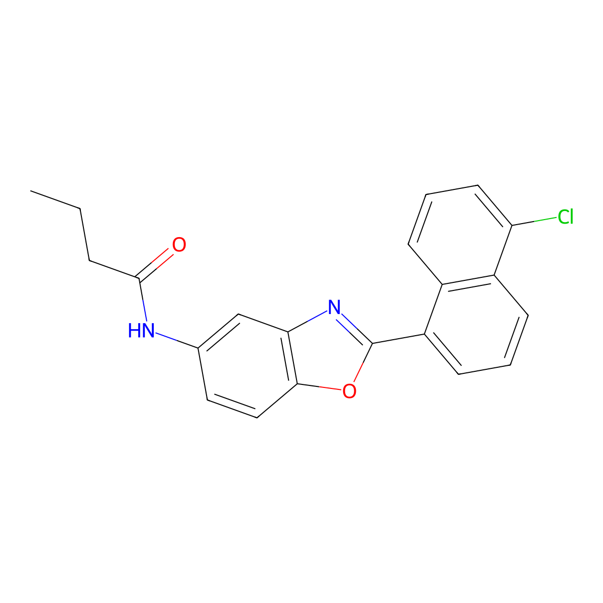 N-[2-(5-chloronaphthalen-1-yl)-1,3-benzoxazol-5-yl]butanamide molecular structure, CAS 462063-91-8