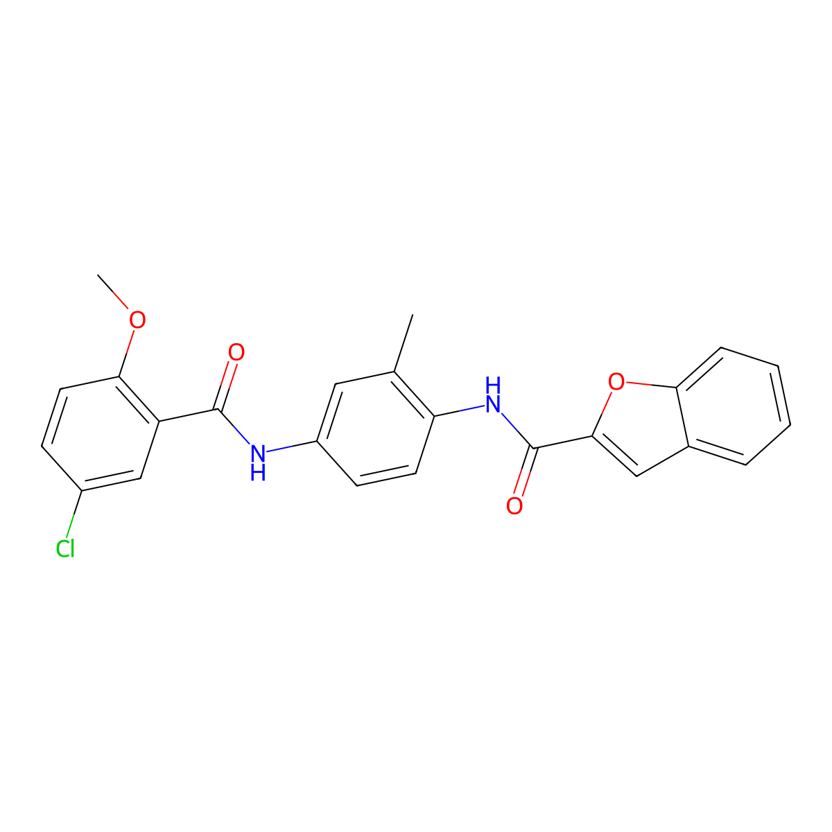 N-[4-[(5-chloro-2-methoxybenzoyl)amino]-2-methylphenyl]-1-benzofuran-2-carboxamide molecular structure, CAS 462064-03-5