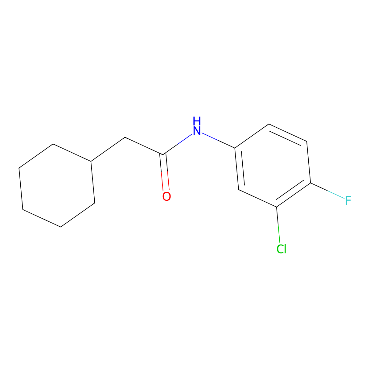 N-(3-chloro-4-fluorophenyl)-2-cyclohexylacetamide molecular structure, CAS 462064-54-6