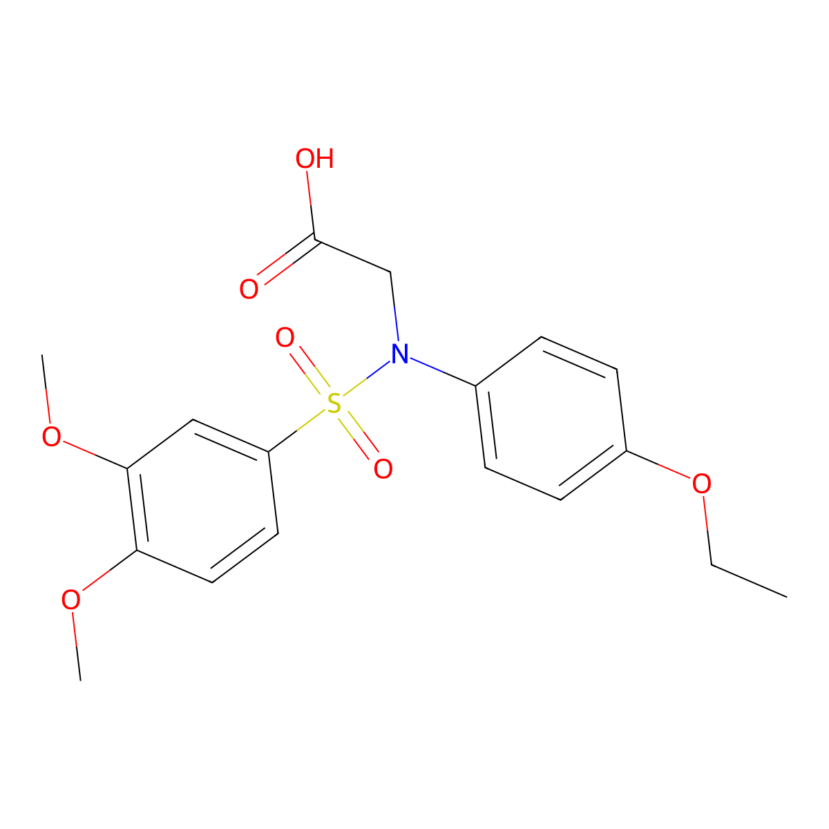 N-[(3,4-dimethoxyphenyl)sulfonyl]-N-(4-ethoxyphenyl)glycine molecular structure, CAS 462064-77-3