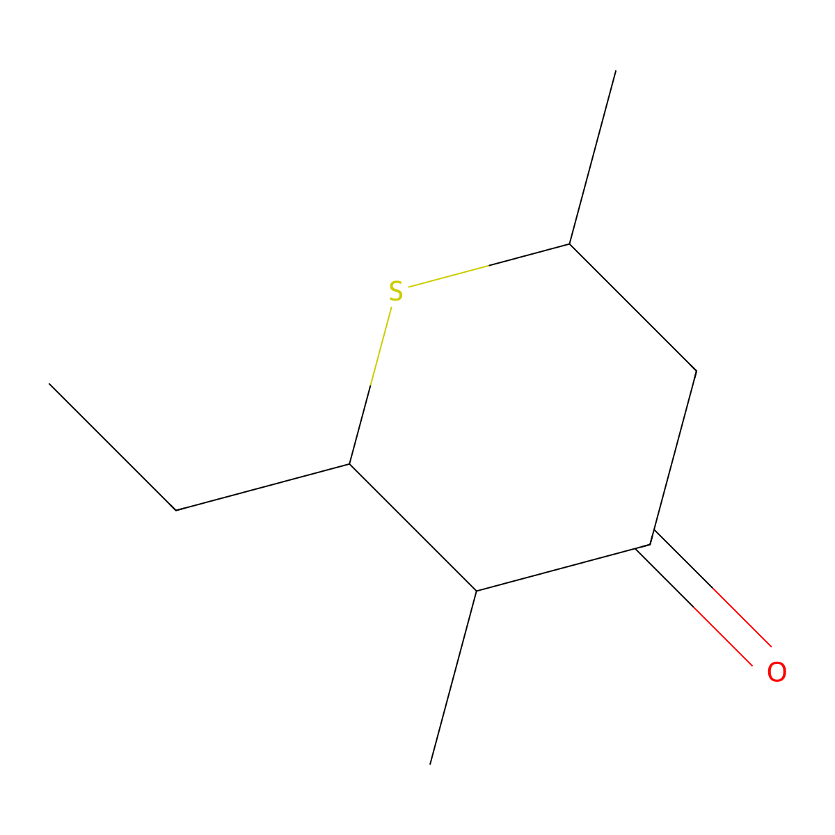 2-Ethyl-3,6-dimethylthian-4-one molecular structure, CAS 462065-51-6