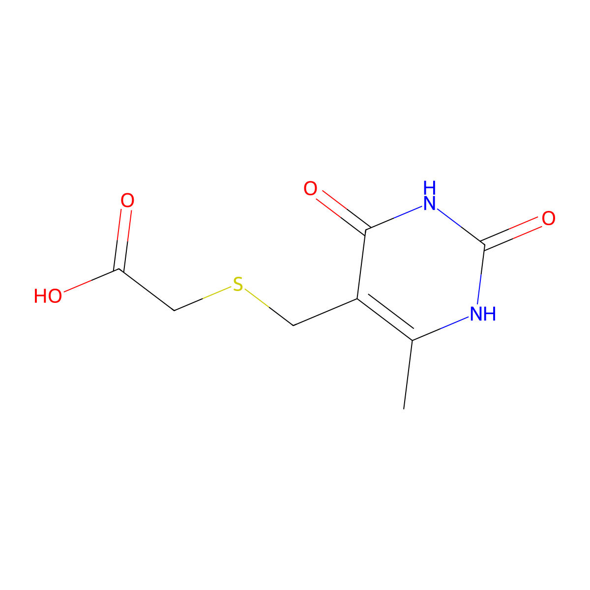 (6-Methyl-2,4-dioxo-1,2,3,4-tetrahydro-pyrimidin-5-ylmethylsulfanyl)acetic acid molecular structure, CAS 462066-62-2