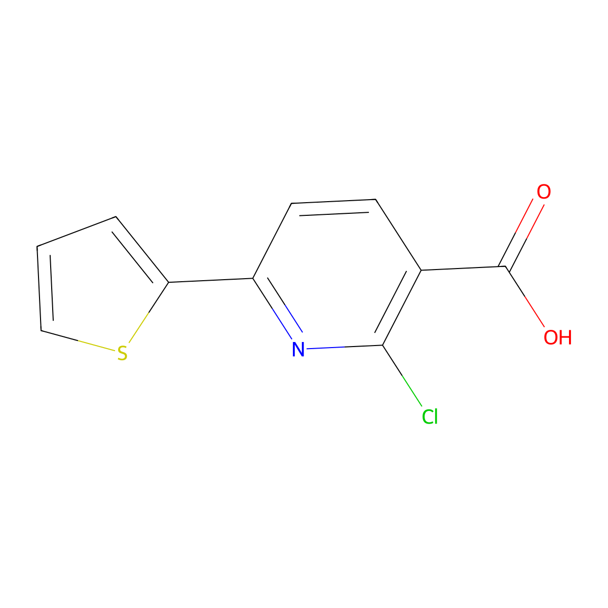 2-Chloro-6-(thiophen-2-yl)nicotinic acid molecular structure, CAS 462066-76-8