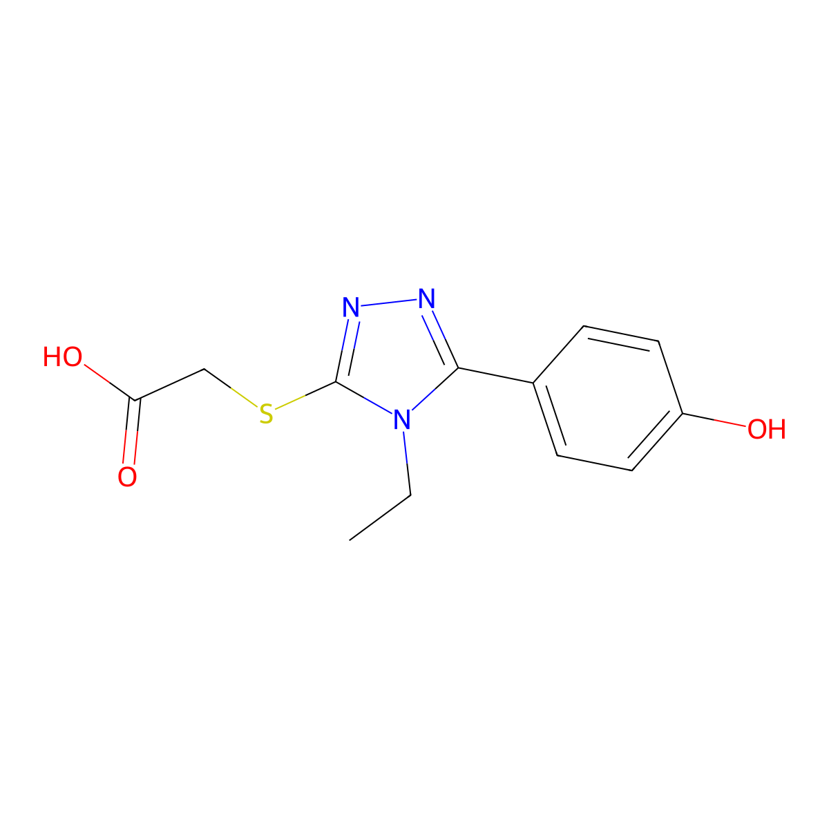 [4-Ethyl-5-(4-hydroxyphenyl)-4H-[1,2,4]triazol-3-ylsulfanyl]-acetic acid molecular structure, CAS 462066-81-5