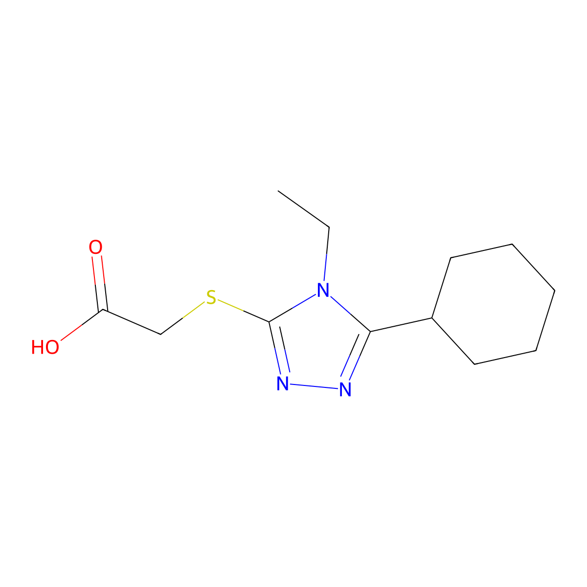 (5-Cyclohexyl-4-ethyl-4H-[1,2,4]triazol-3-yl-sulfanyl)acetic acid molecular structure, CAS 462066-83-7