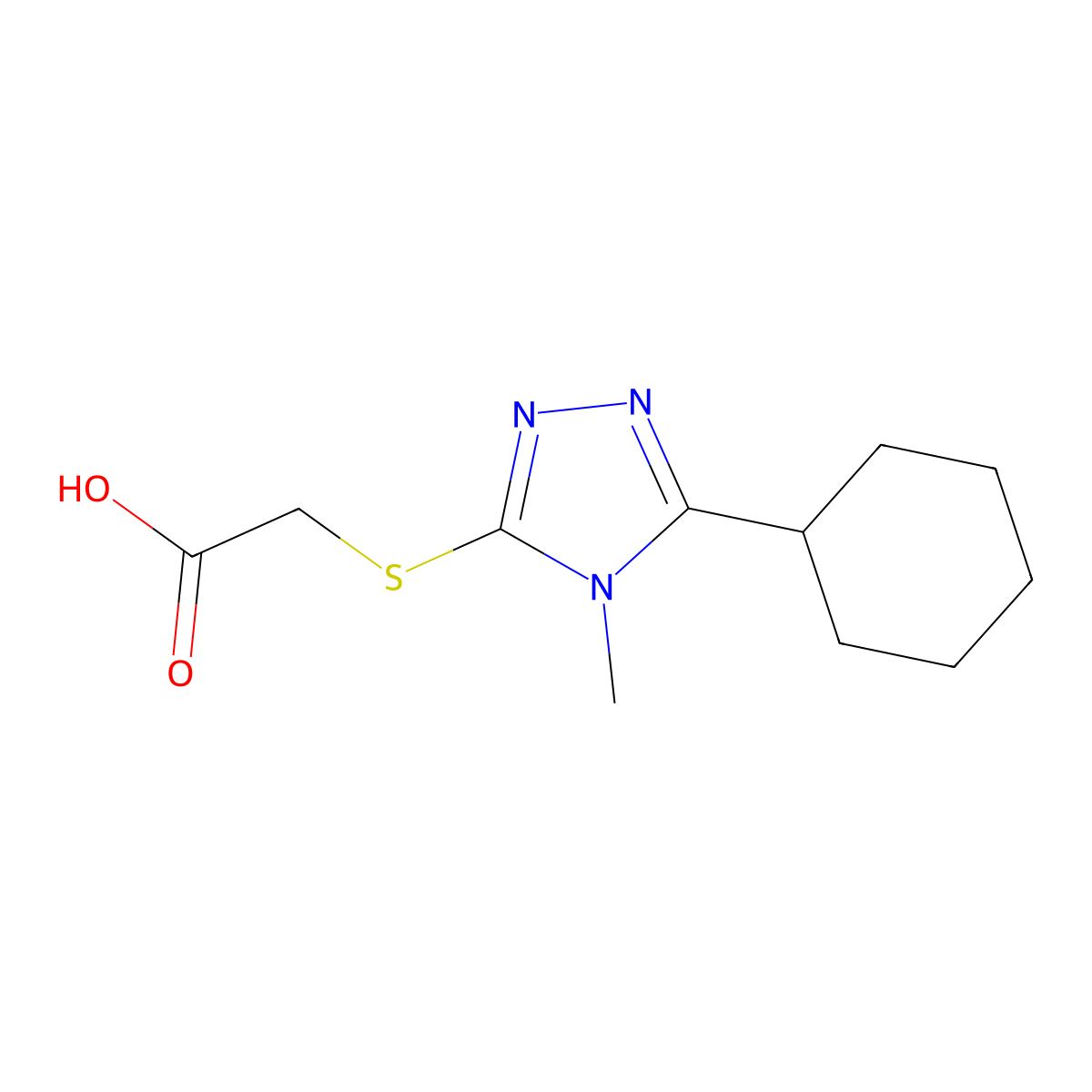 (5-Cyclohexyl-4-methyl-4H-[1,2,4]triazol-3-yl-sulfanyl)acetic acid molecular structure, CAS 462066-86-0