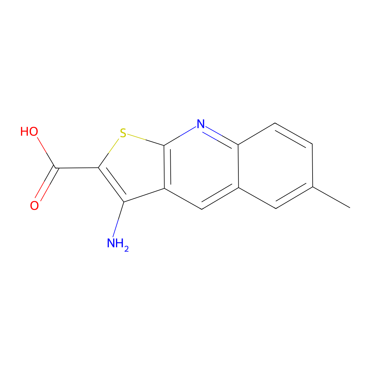 3-Amino-6-methylthieno[2,3-b]quinoline-2-carboxylic acid molecular structure, CAS 462066-87-1