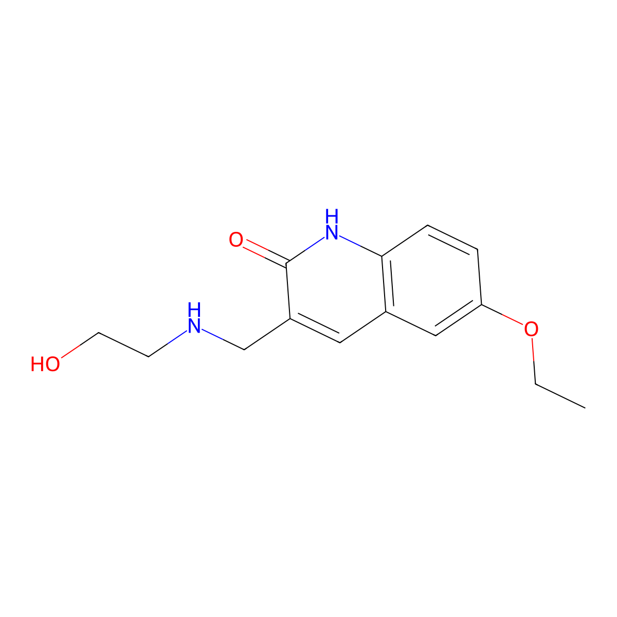 6-Ethoxy-3-[(2-hydroxy-ethylamino)-methyl]-1H-quinolin-2-one molecular structure, CAS 462066-93-9