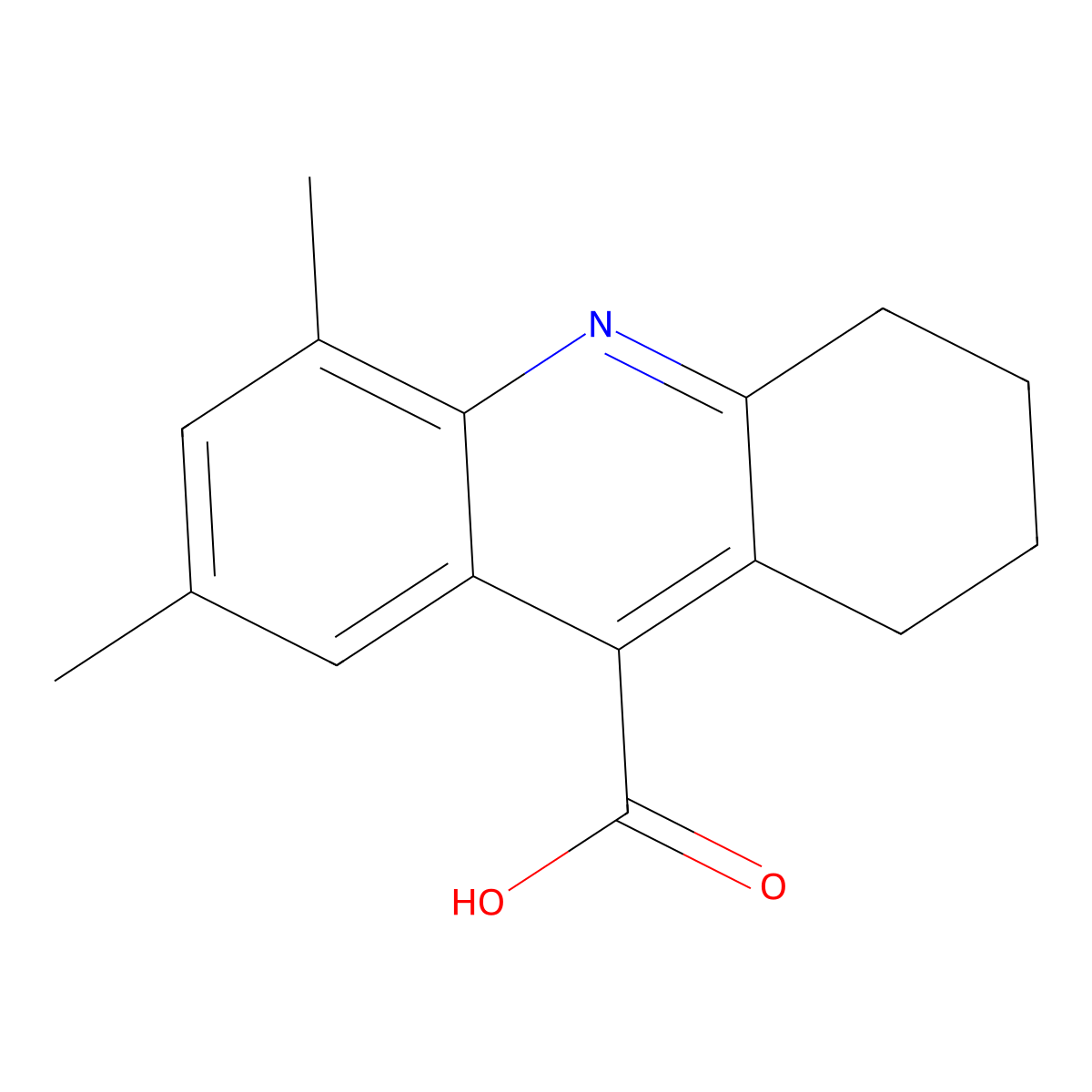 5,7-Dimethyl-1,2,3,4-tetrahydro-acridine-9-carboxylic acid molecular structure, CAS 462066-98-4