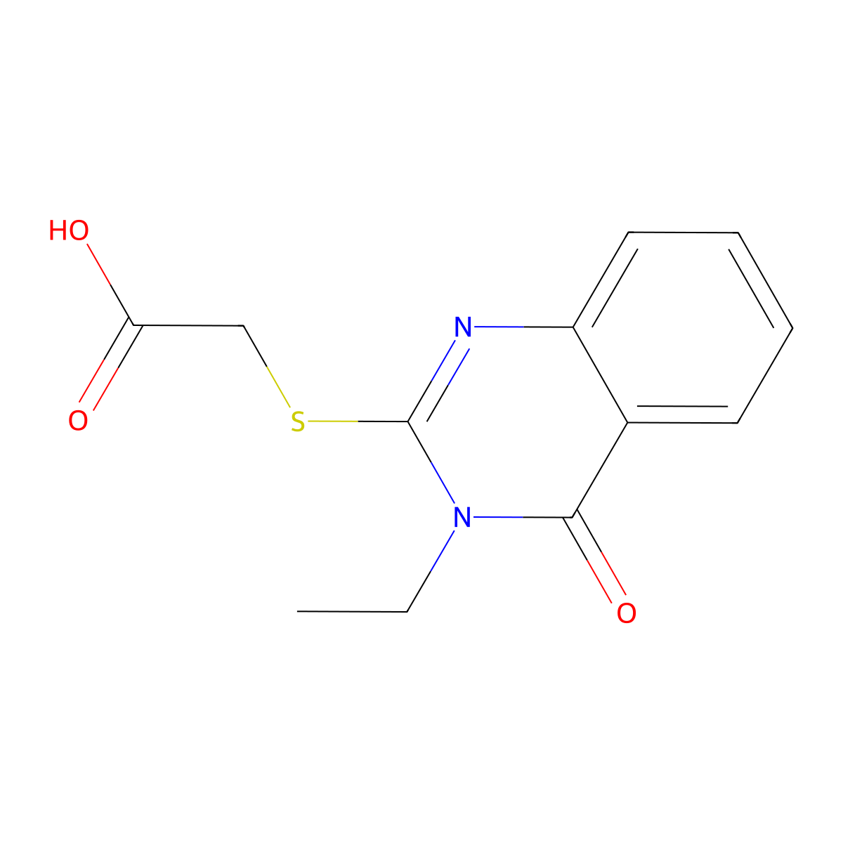 2-((3-Ethyl-4-oxo-3,4-dihydroquinazolin-2-yl)thio)acetic acid molecular structure, CAS 462067-13-6