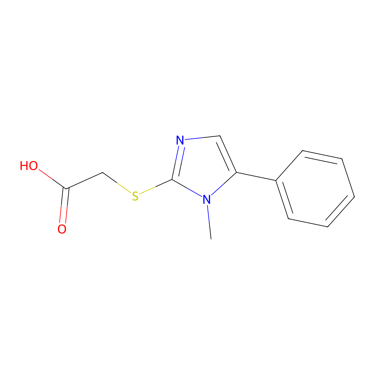 2-[(1-methyl-5-phenyl-1H-imidazol-2-yl)sulfanyl]acetic acid molecular structure, CAS 462067-14-7