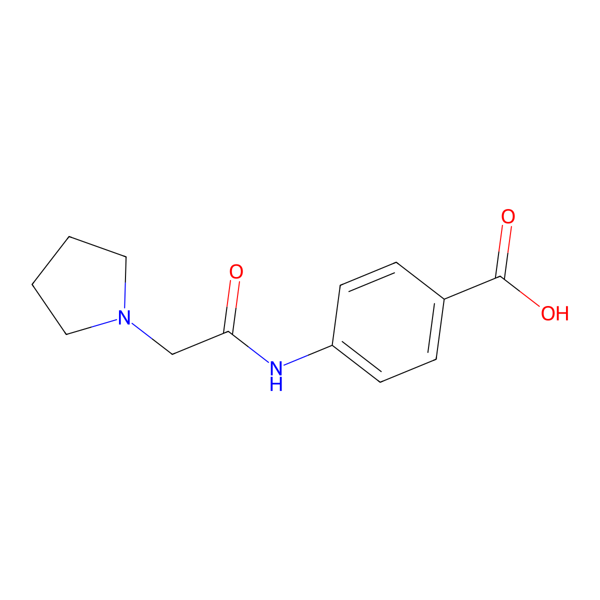 4-(2-(Pyrrolidin-1-yl)acetamido)benzoic acid molecular structure, CAS 462067-24-9