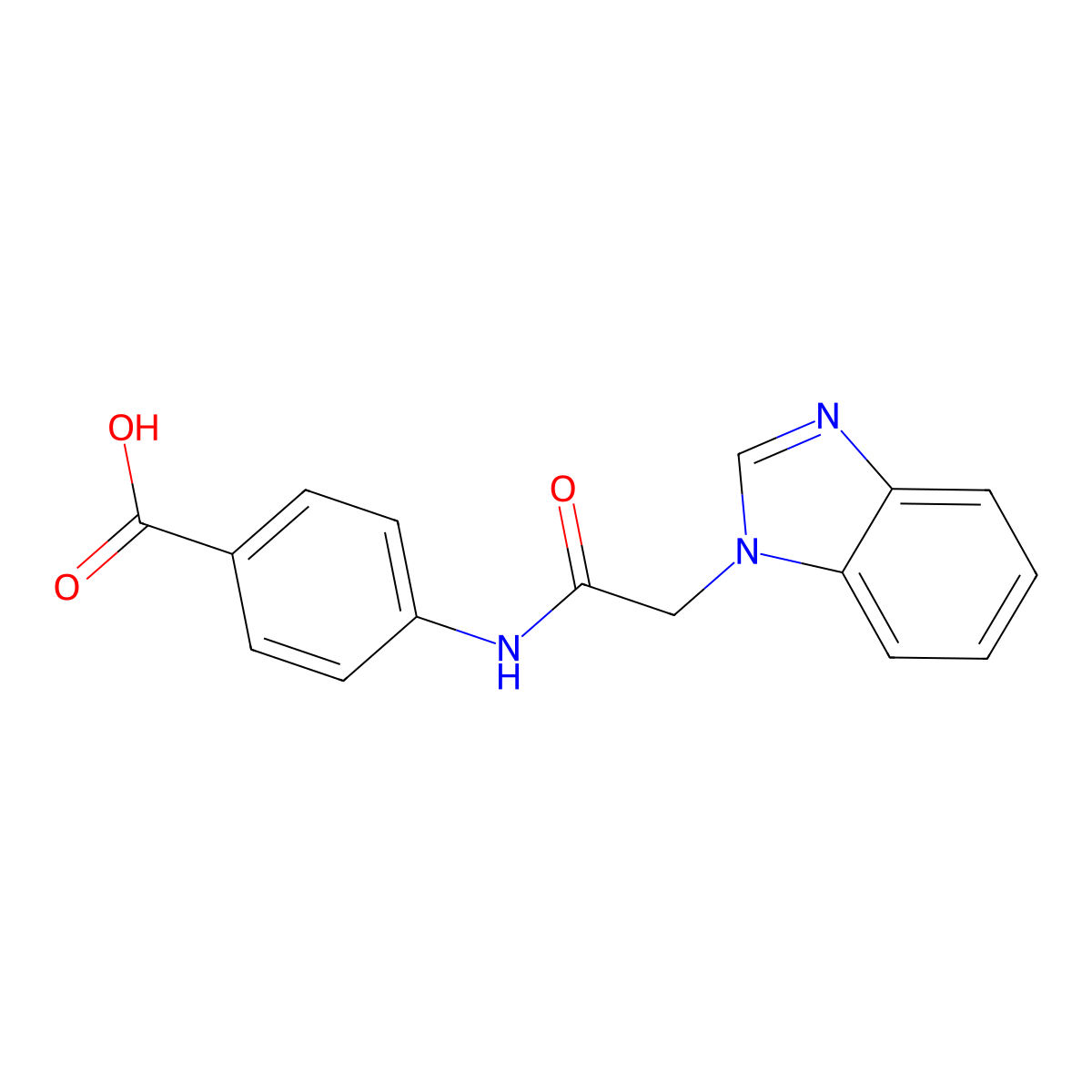 4-(2-Benzoimidazol-1-yl-acetylamino)-benzoic acid molecular structure, CAS 462067-26-1