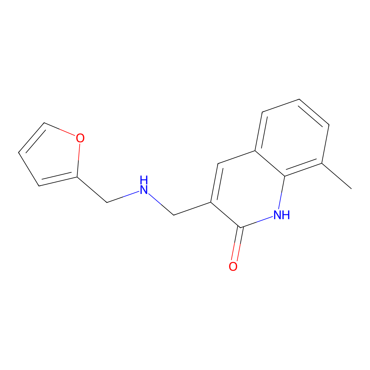 3-{[(Furan-2-ylmethyl)-amino]-methyl}-8-methyl-1H-quinolin-2-one molecular structure, CAS 462067-33-0
