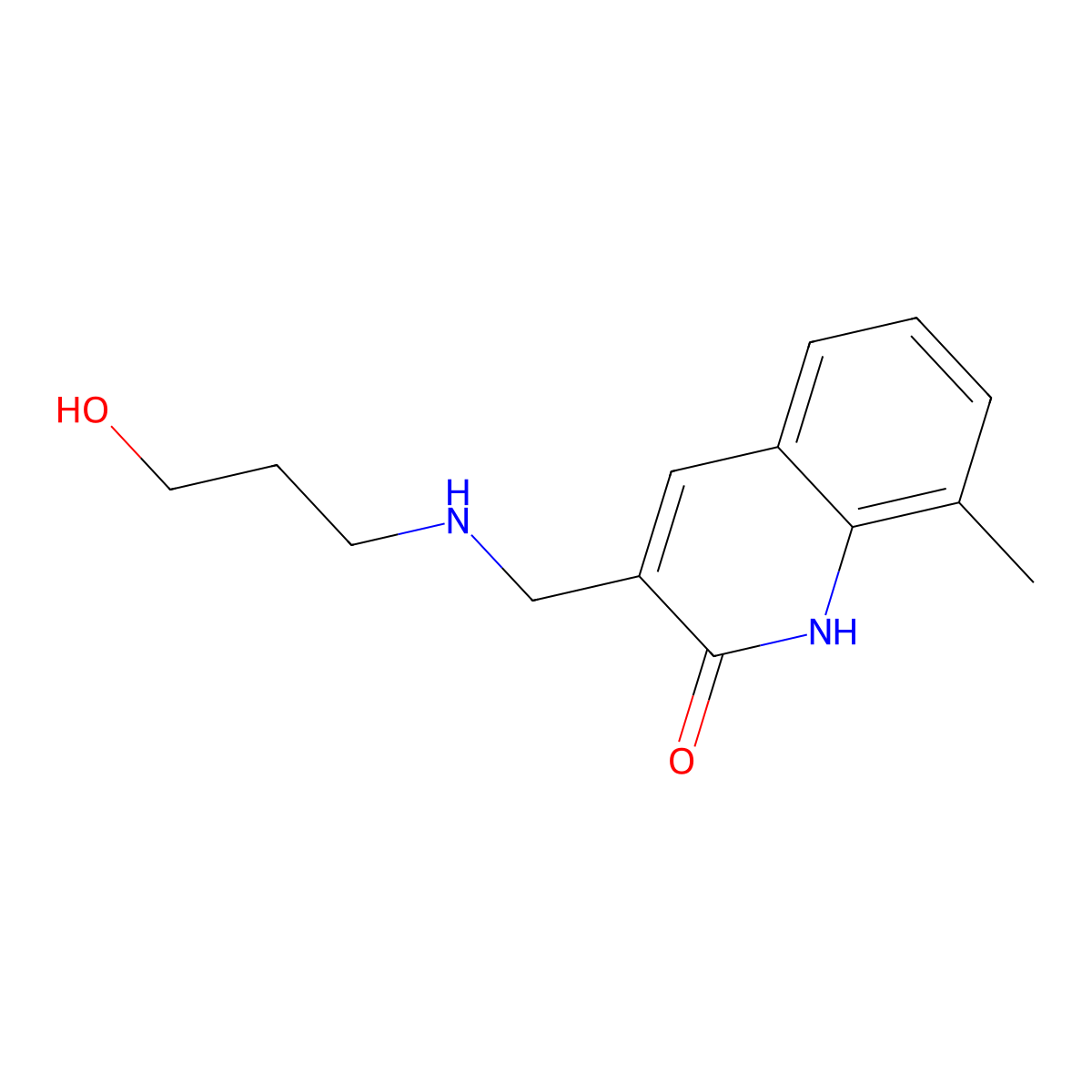 3-(((3-Hydroxypropyl)amino)methyl)-8-methylquinolin-2-ol molecular structure, CAS 462067-35-2