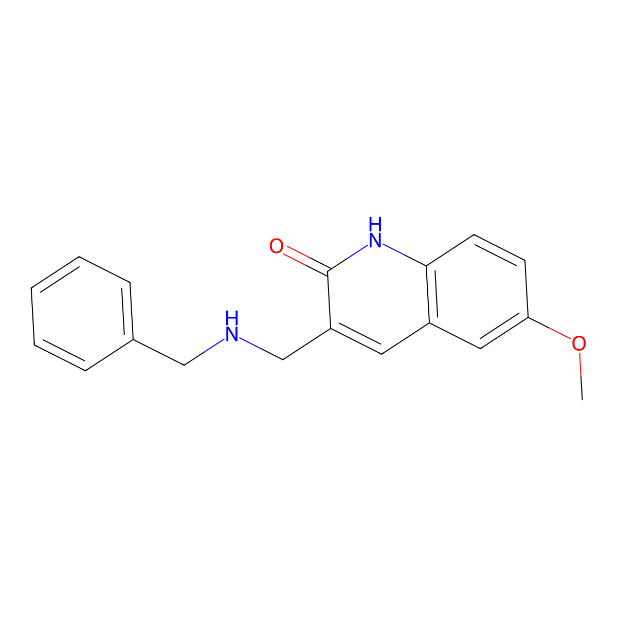 3-(Benzylamino-methyl)-6-methoxy-1H-quinolin-2-one molecular structure, CAS 462067-55-6