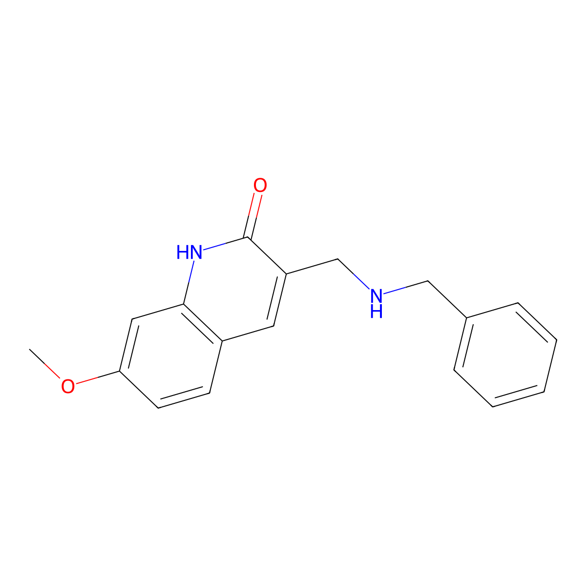 3-(Benzylamino-methyl)-7-methoxy-1H-quinolin-2-one molecular structure, CAS 462067-61-4