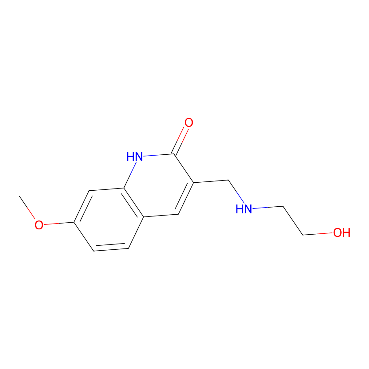 3-[(2-Hydroxyethylamino)-methyl]-7-methoxy-1H-quinolin-2-one molecular structure, CAS 462067-64-7