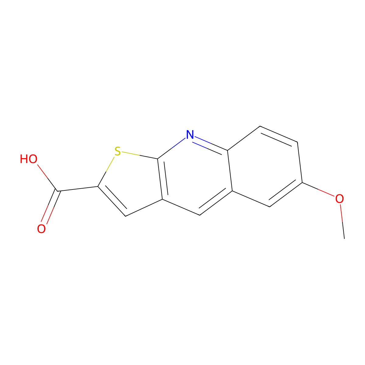 6-Methoxy-thieno[2,3-b]quinoline-2-carboxylic acid molecular structure, CAS 462067-71-6
