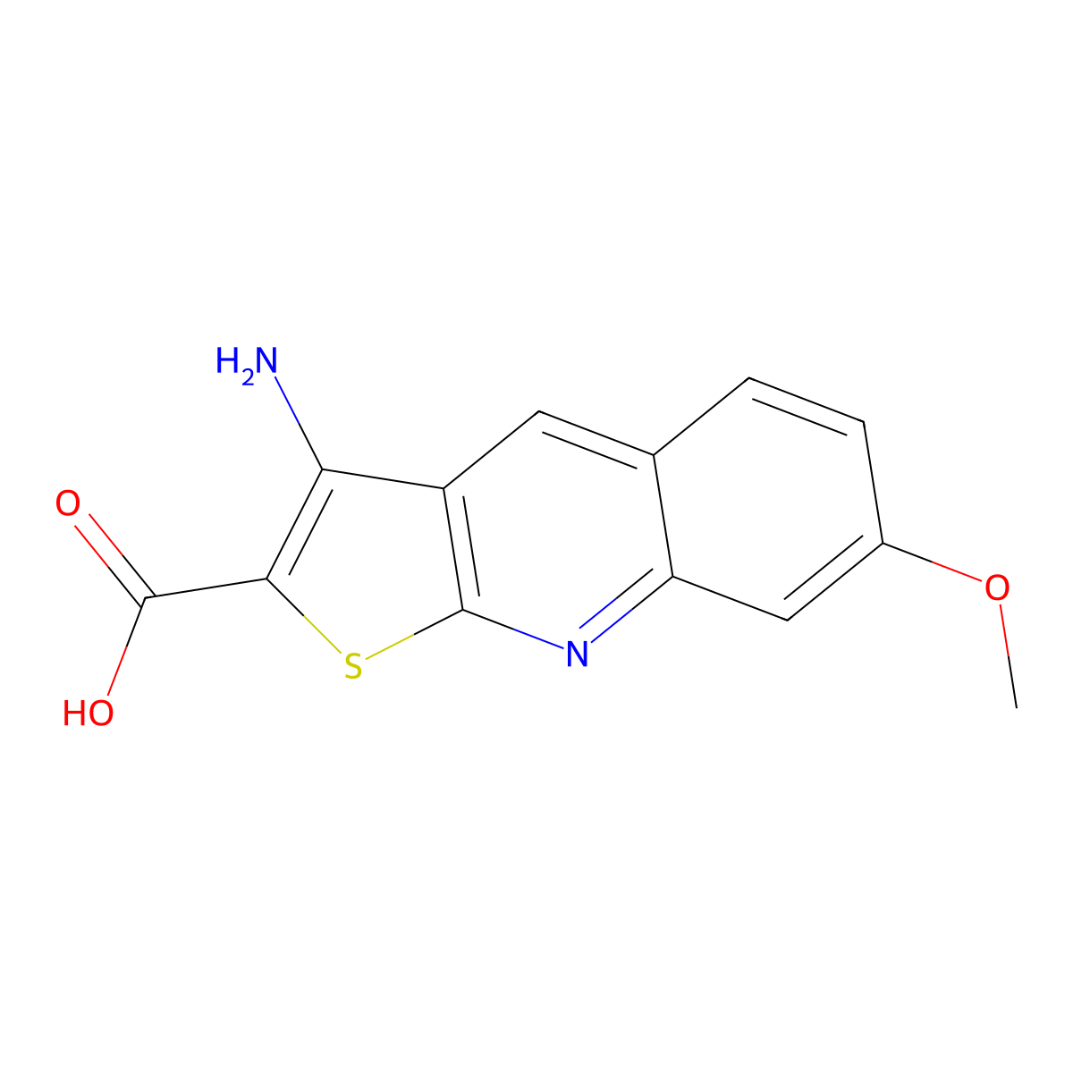 3-Amino-7-methoxythieno[2,3-b]quinoline-2-carboxylic acid molecular structure, CAS 462068-01-5