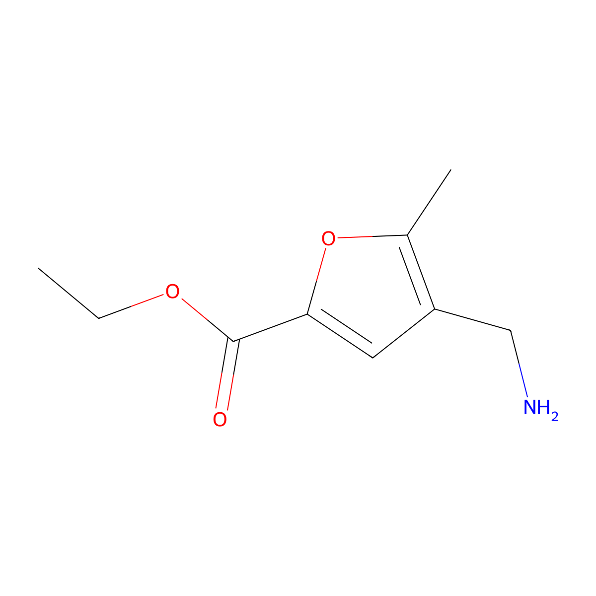 Ethyl 4-(aminomethyl)-5-methylfuran-2-carboxylate molecular structure, CAS 462068-42-4