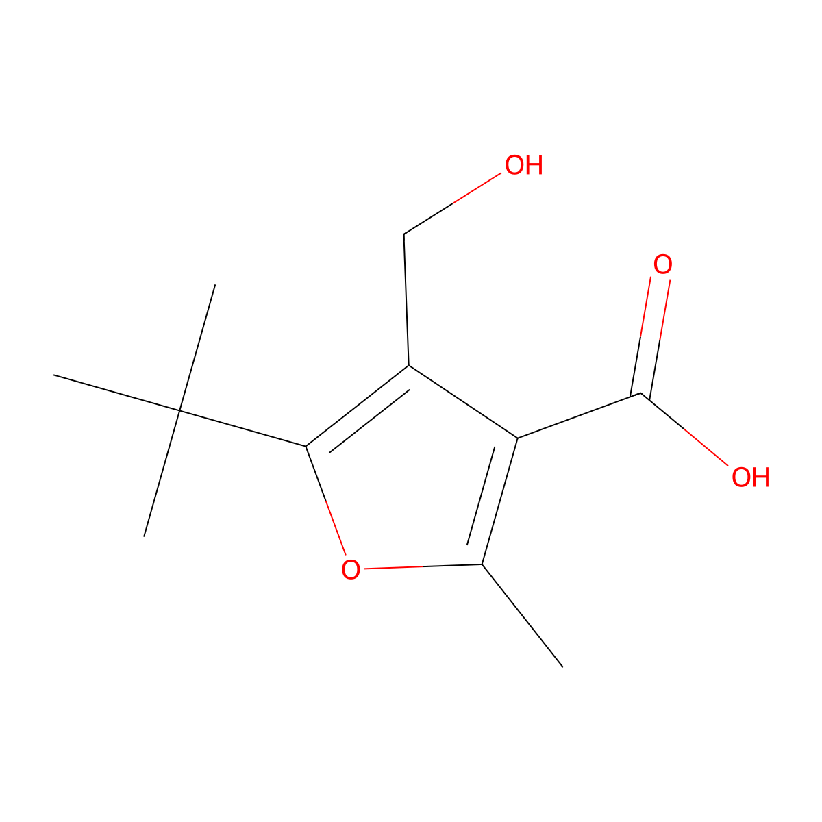 5-tert-Butyl-4-hydroxymethyl-2-methyl-furan-3-carboxylic acid molecular structure, CAS 462068-43-5