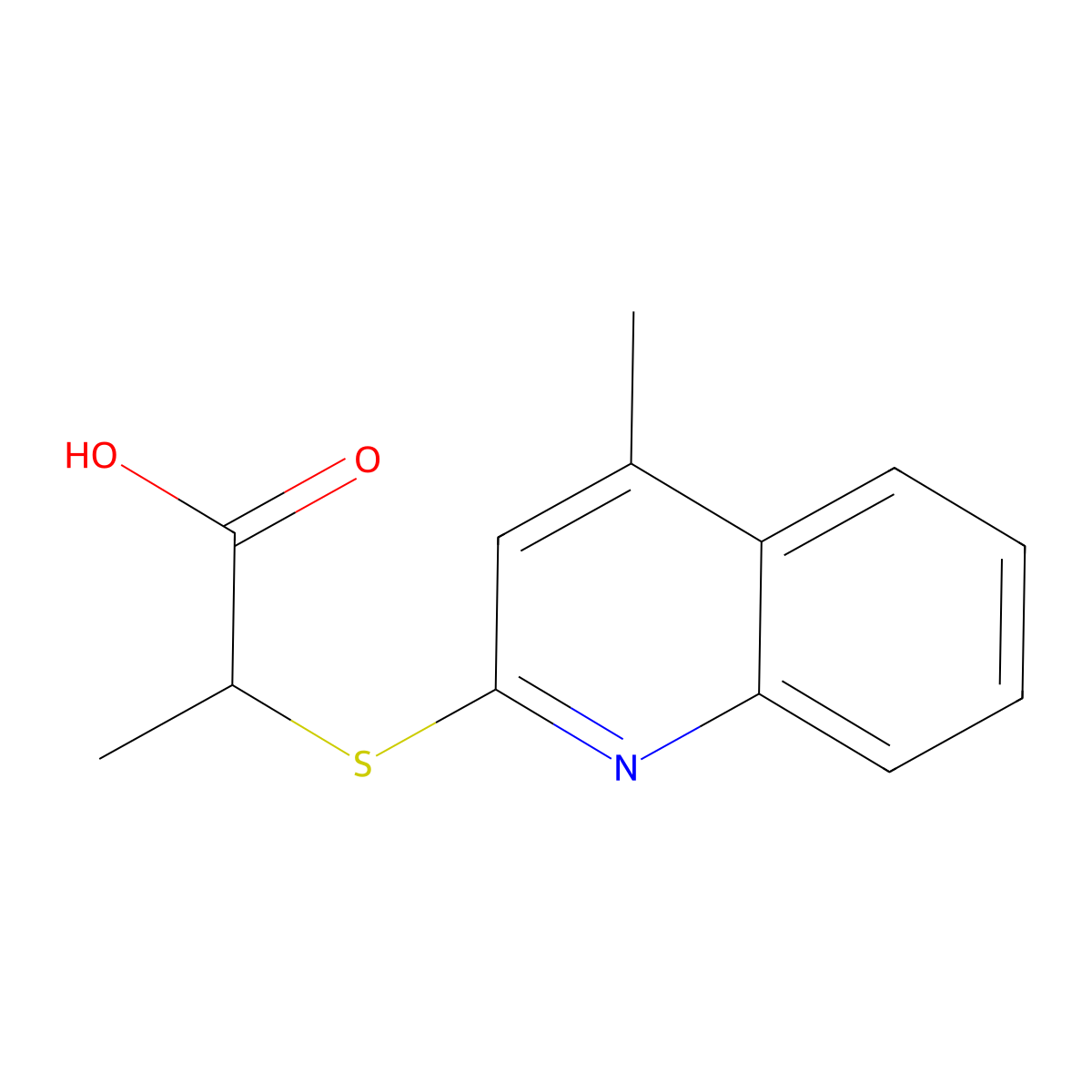 Propanoic acid, 2-((4-methyl-2-quinolinyl)thio)- molecular structure, CAS 462068-47-9