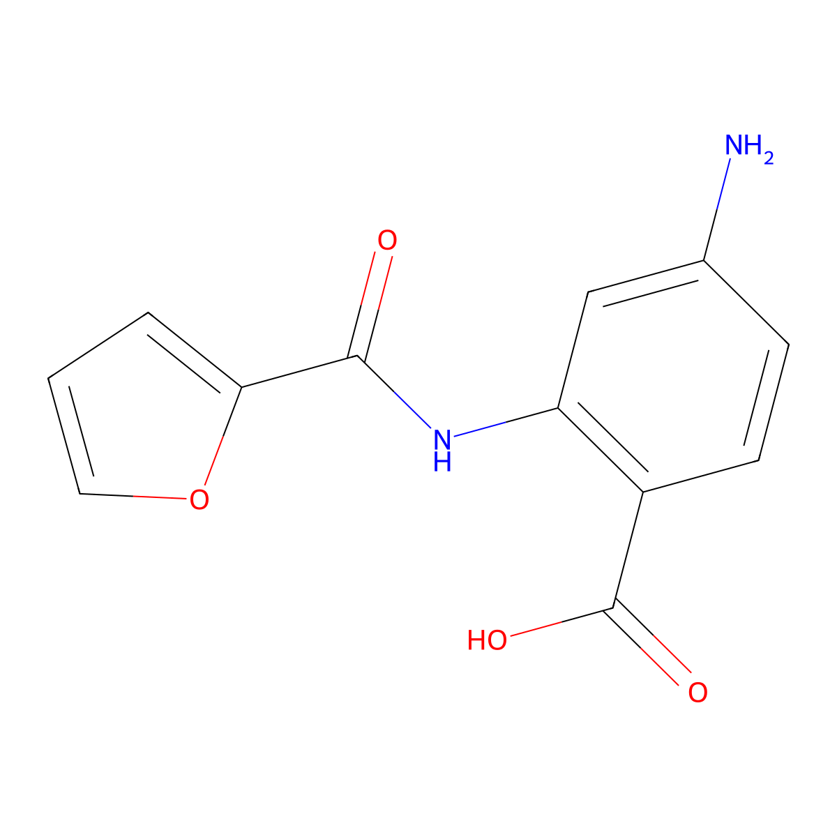 4-Amino-2-[(furan-2-carbonyl)-amino]-benzoic acid molecular structure, CAS 462068-49-1