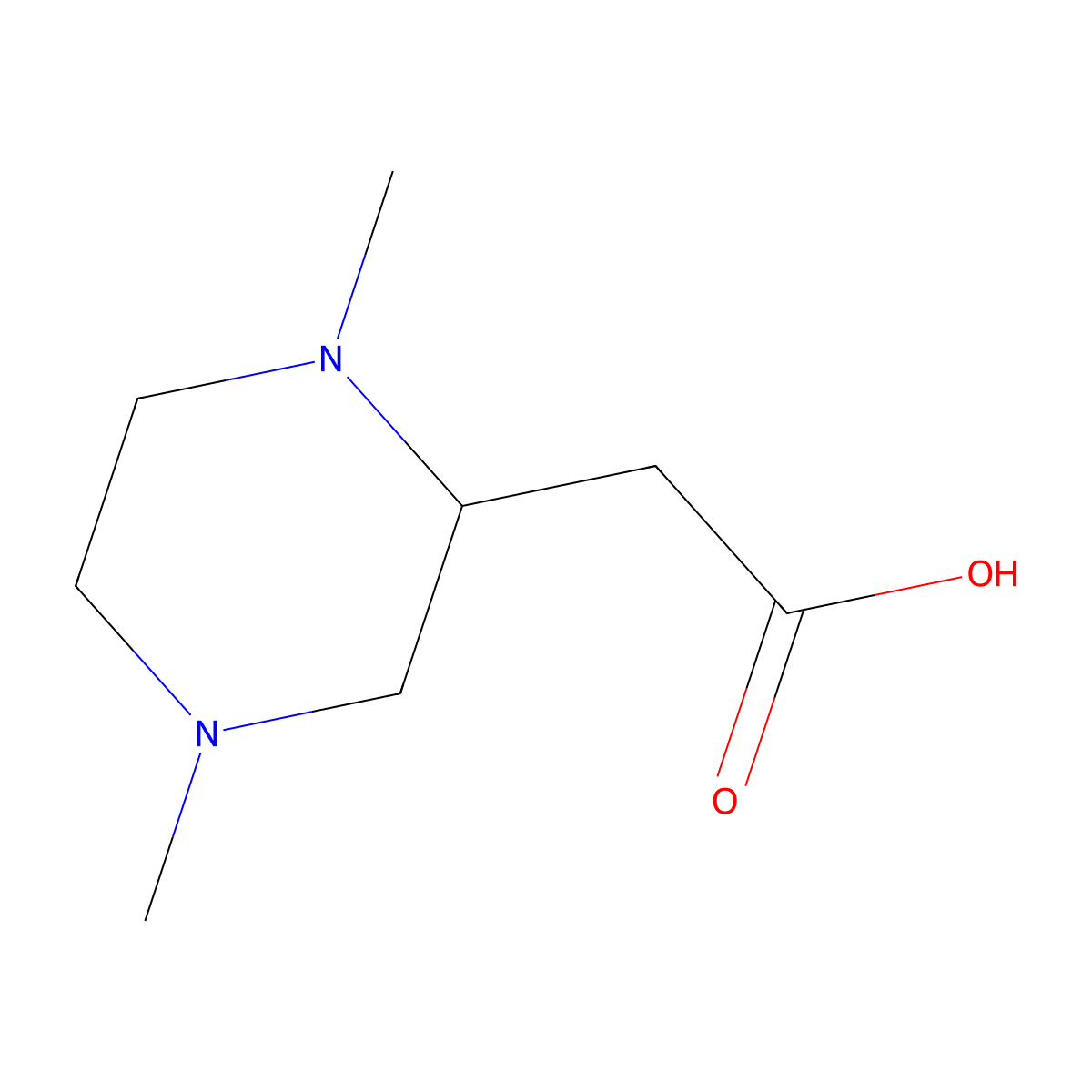 1,4-Dimethyl-2-piperazineacetic acid molecular structure, CAS 462068-51-5