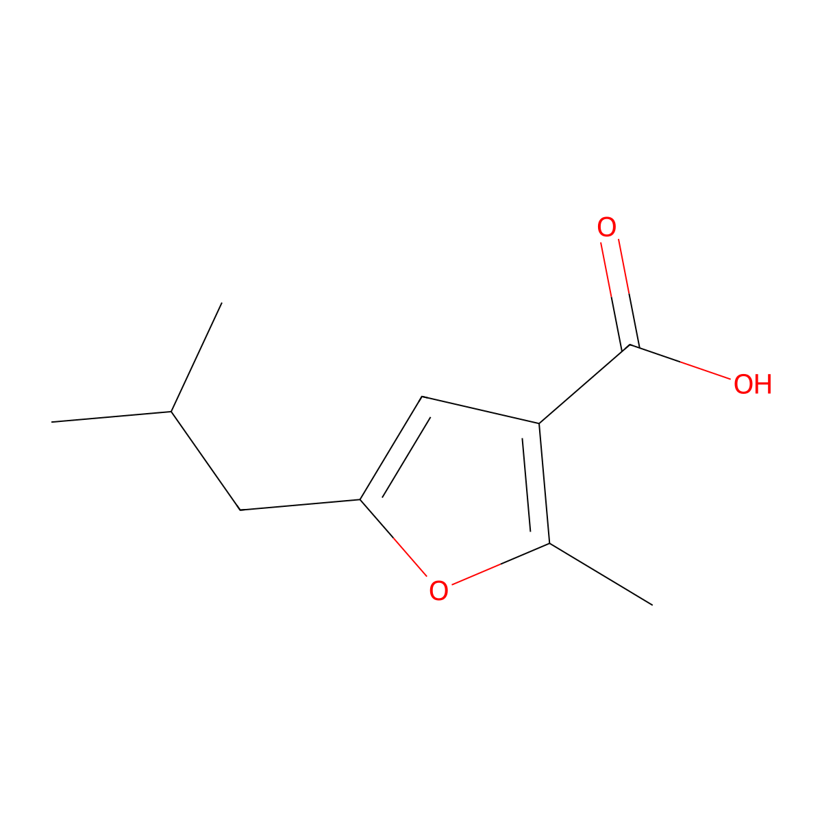 5-Isobutyl-2-methyl-furan-3-carboxylic acid molecular structure, CAS 462068-52-6