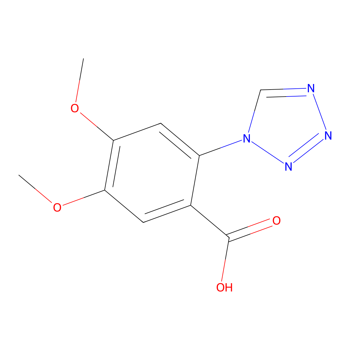 4,5-Dimethoxy-2-(1H-tetrazol-1-yl)benzoic acid molecular structure, CAS 462068-55-9