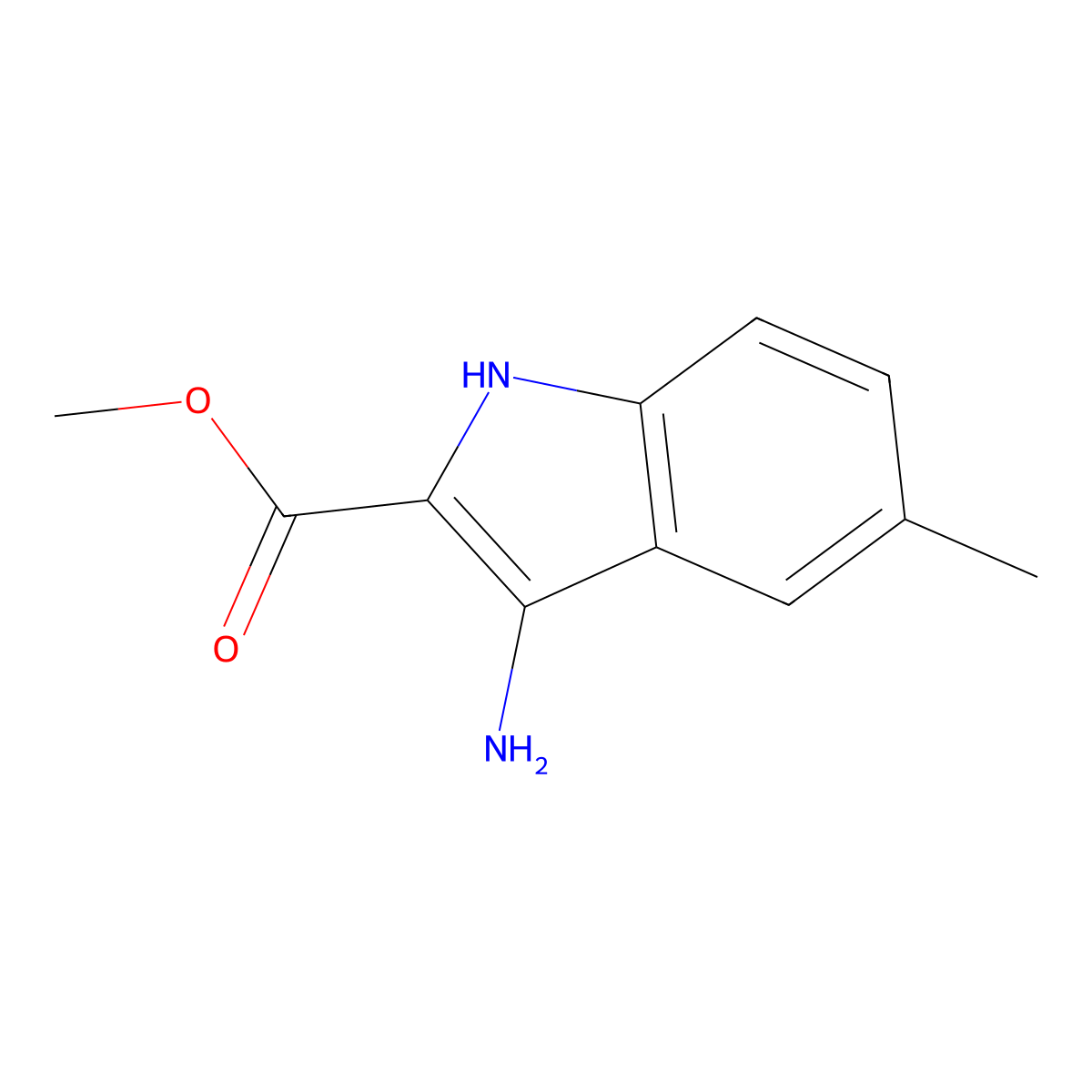 methyl 3-amino-5-methyl-1H-indole-2-carboxylate molecular structure, CAS 462068-67-3