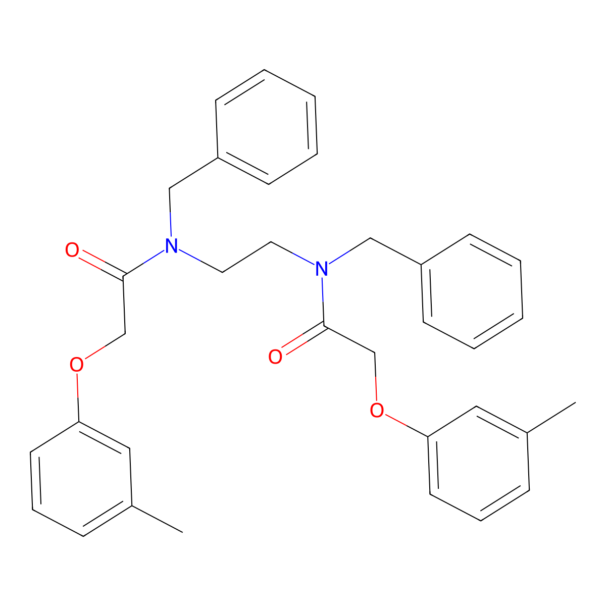 N-benzyl-N-(2-{benzyl[(3-methylphenoxy)acetyl]amino}ethyl)-2-(3-methylphenoxy)acetamide molecular structure, CAS 462068-68-4